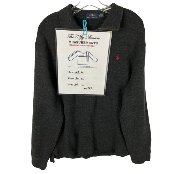Polo Ralph Lauren Men's XL Rib 1/4 Zip Pullover Sweater Dark Gray Red Pony - Picture 3 of 8